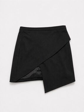Vici Black Asymmetrical Wrap Mini Skirt